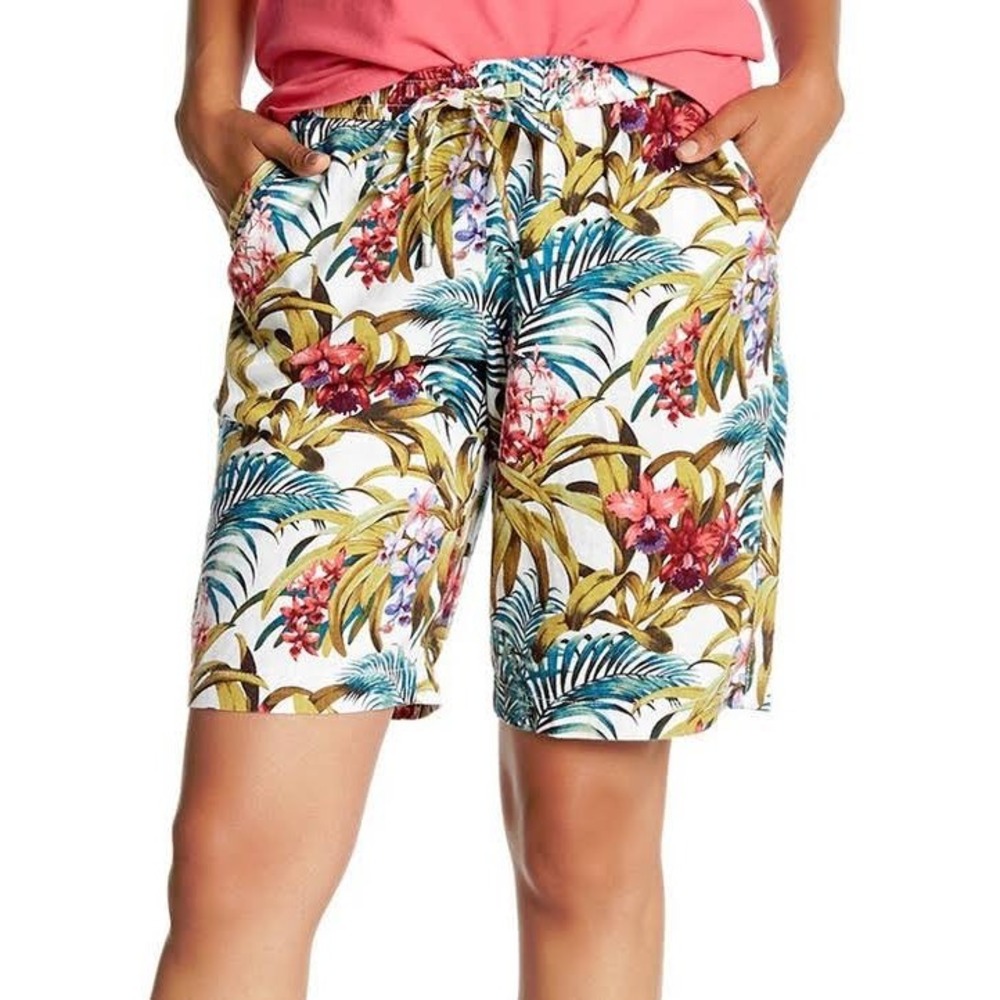 Tommy Bahama Womens Linen Blend Tropical Floral Shorts TW816505 Medium